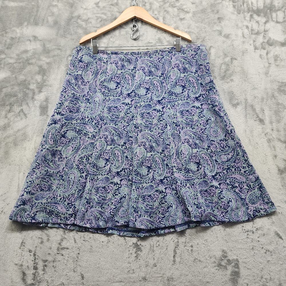 Vintage Jaclyn Smith Skirt Womens 20W Blue Paisley Pull On A-Line Lined Preppy